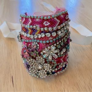 Friendship style cuff bracelet made with vintage jewelry